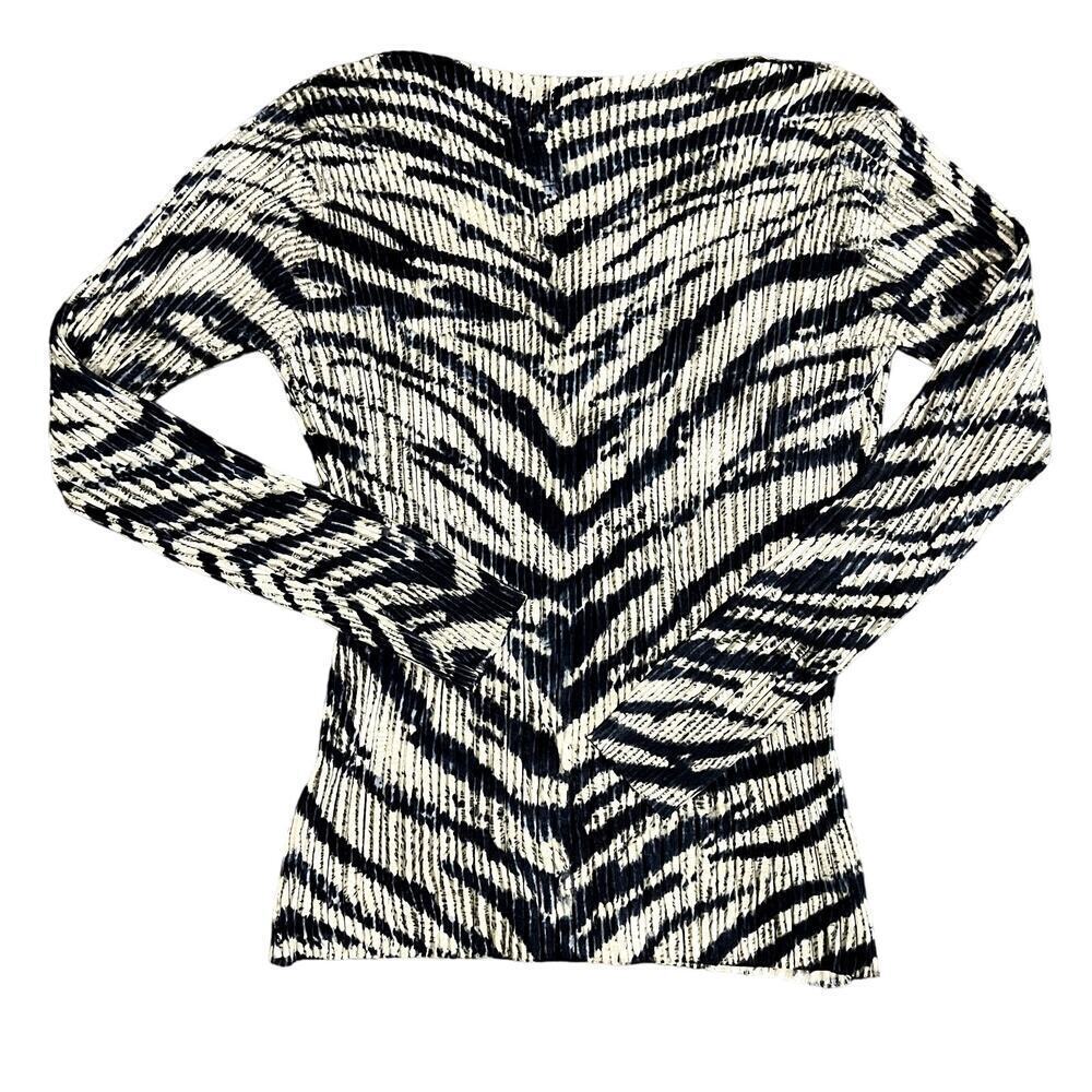 Cache Vintage Zipper Blue Zebra Print Long Sleeve Blouse Size L - Picture 7 of 7